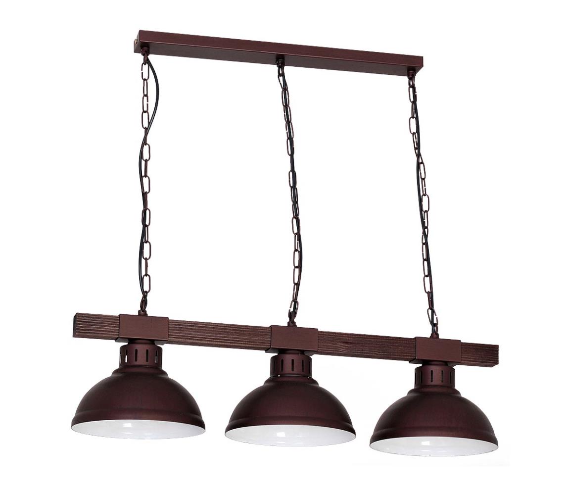 Lampa wisząca HAKON 3xE27/60W/230V brązowa