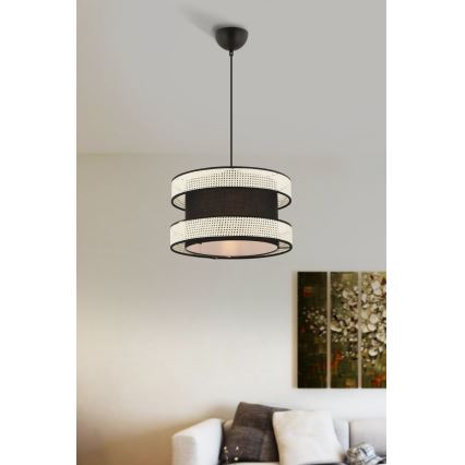 Lampa wisząca HALO 1xE27/60W/230V czarna/kremowa