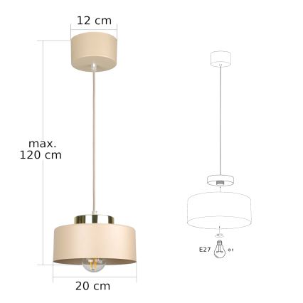 Lampa wisząca IGNIA na lince 1xE27/60W/230V taupe
