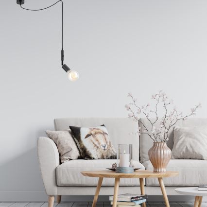 Lampa wisząca na linkę INA 1xE27/42W/230V czarna