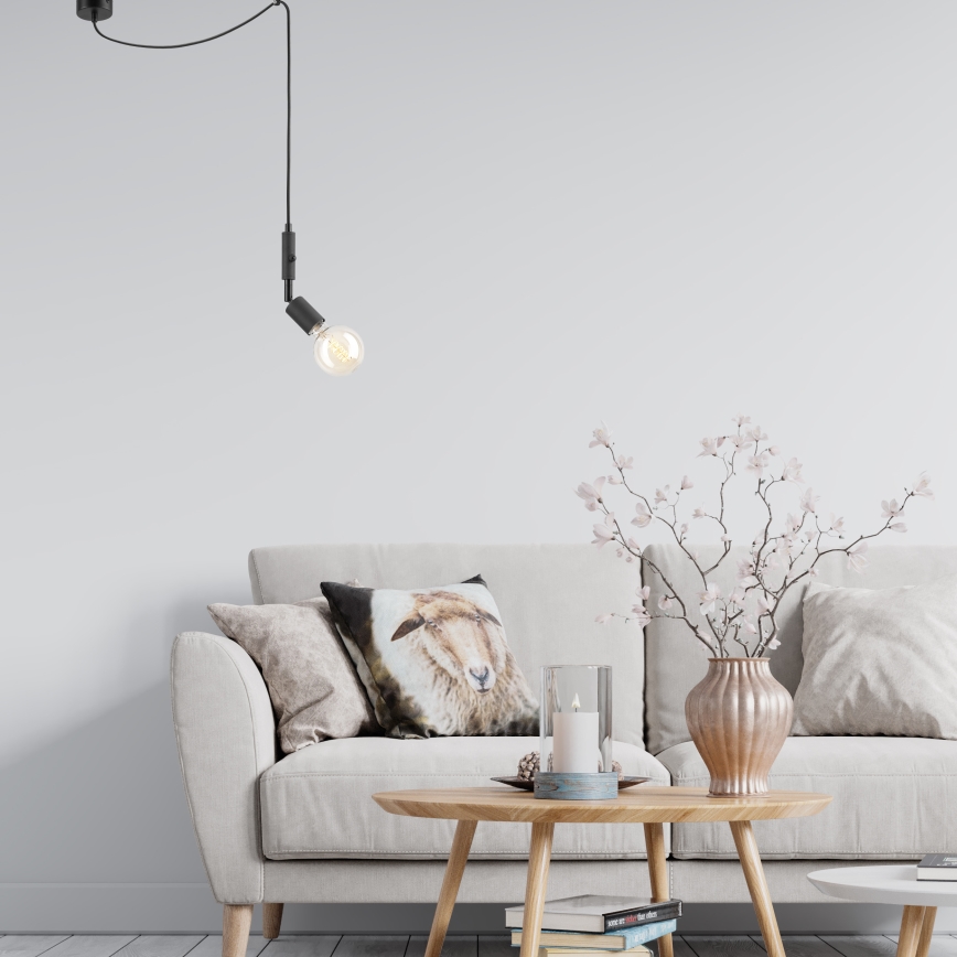 Lampa wisząca na linkę INA 1xE27/42W/230V czarna