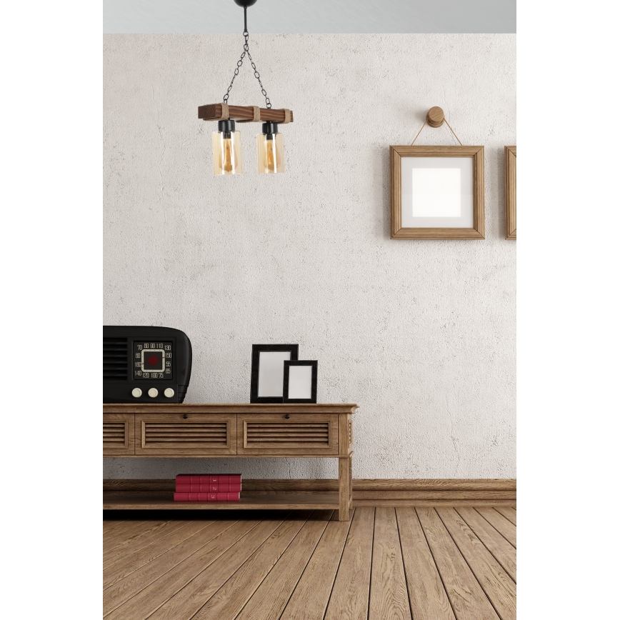 Lampa wisząca JASMIN 2xE27/40W/230V brązowa/beżowa