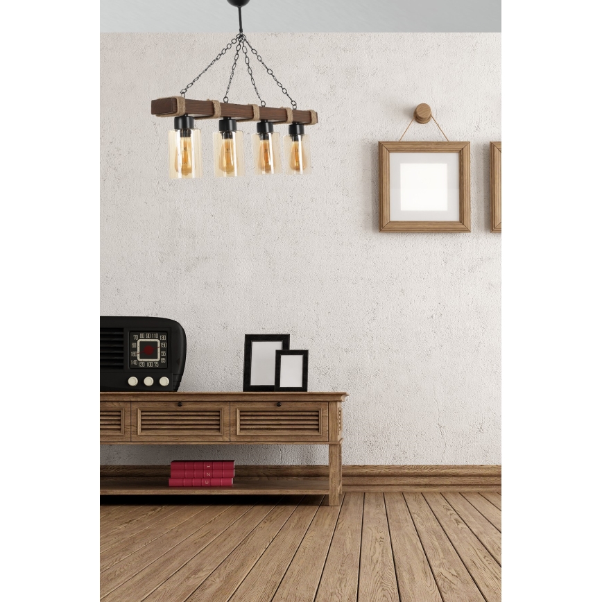 Lampa wisząca JASMIN 4xE27/40W/230V brązowa/beżowa