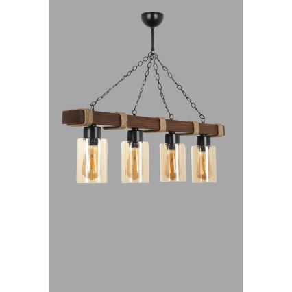 Lampa wisząca JASMIN 4xE27/40W/230V brązowa/beżowa
