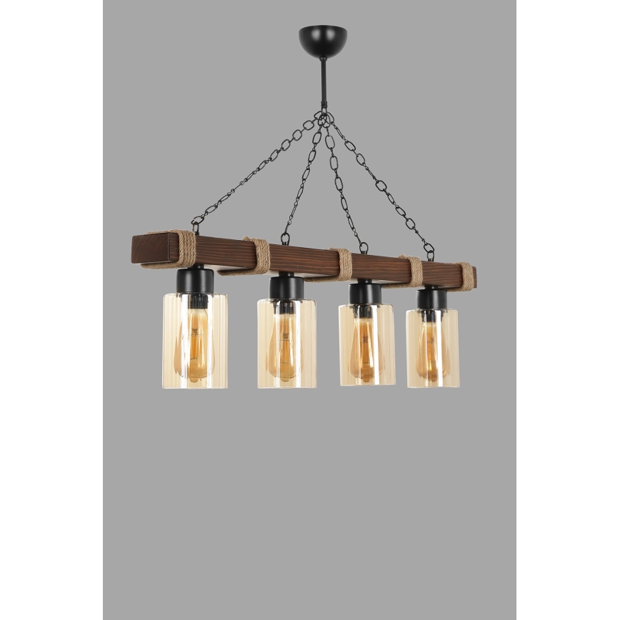 Lampa wisząca JASMIN 4xE27/40W/230V brązowa/beżowa