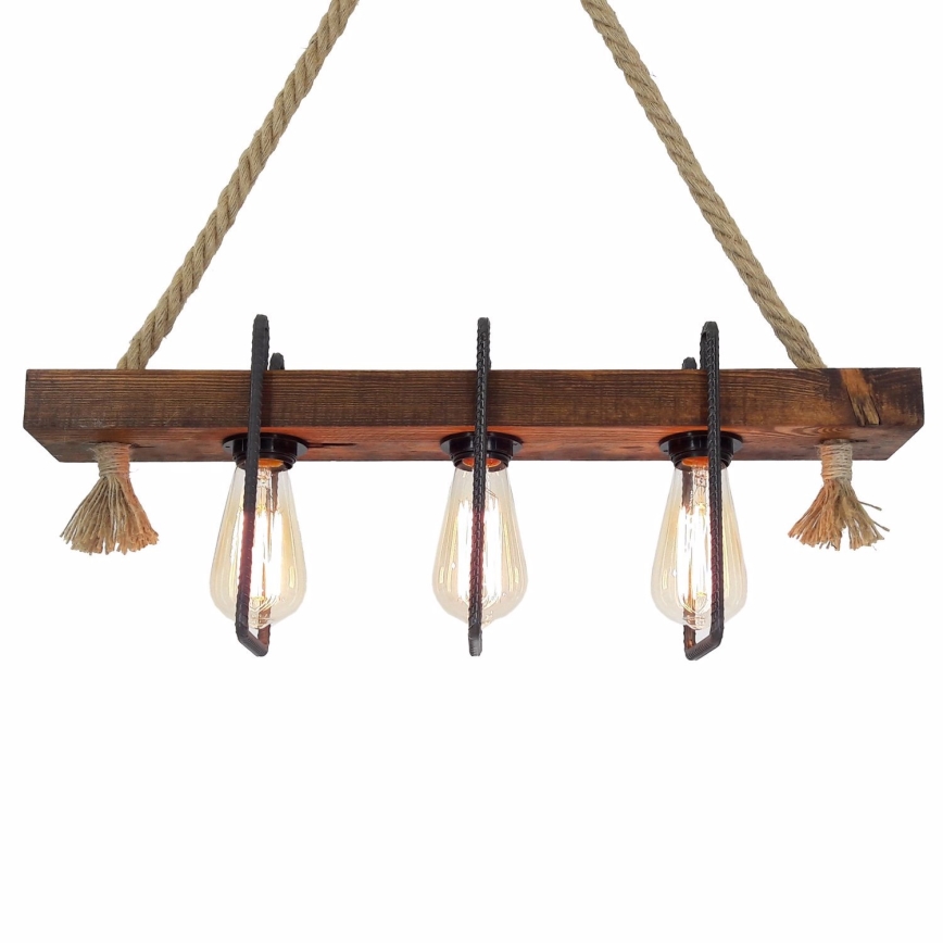 Lampa wisząca KUTUK 3xE27/40W/230V sosna