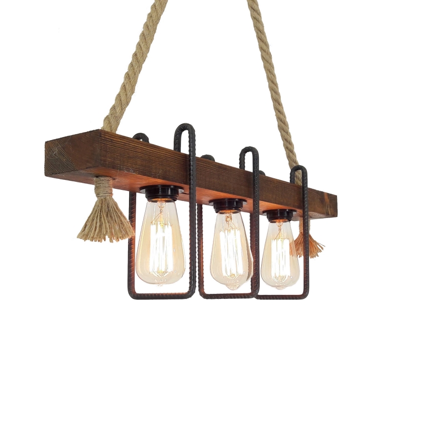 Lampa wisząca KUTUK 3xE27/40W/230V sosna