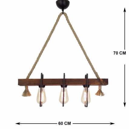 Lampa wisząca KUTUK 3xE27/40W/230V sosna