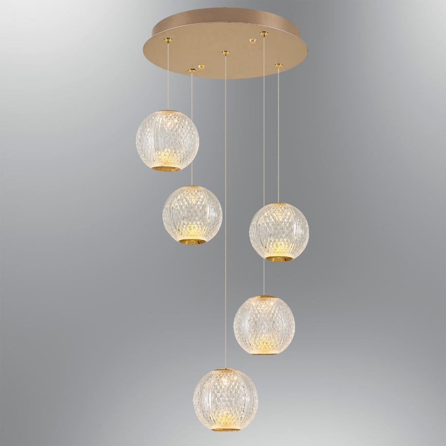Lampa wisząca LED CREMONA 5xLED/5W/230V 3000K złota