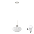 Lampa wisząca LED HARMA 1xE27/60W/230V średnica 25 cm matowe chrom/biały