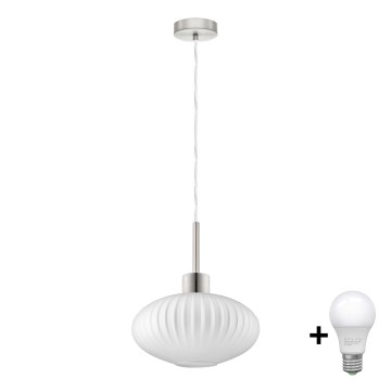 Lampa wisząca LED HARMA 1xE27/60W/230V średnica 30 cm matowe chrom/biały