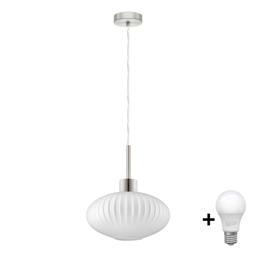Lampa wisząca LED HARMA 1xE27/60W/230V średnica 30 cm matowe chrom/biały