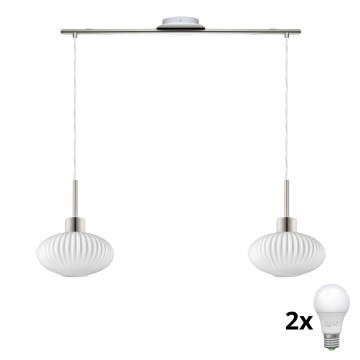 Lampa wisząca LED HARMA 2xE27/60W/230V matowe chrom/biały