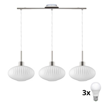 Lampa wisząca LED HARMA 3xE27/60W/230V matowe chrom/biała