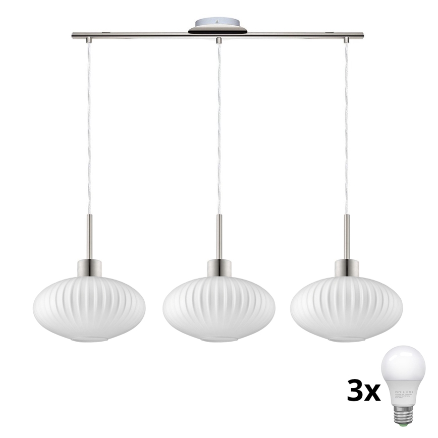 Lampa wisząca LED HARMA 3xE27/60W/230V matowe chrom/biała