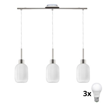 Lampa wisząca LED HARMA 3xE27/60W/230V matowe chrom/biały