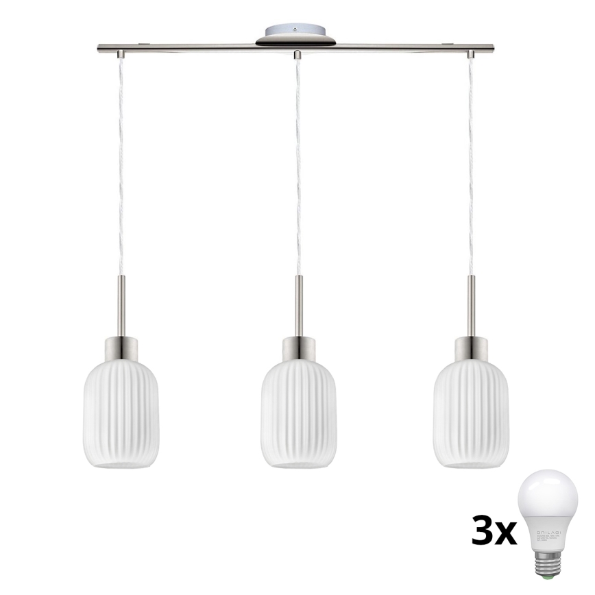 Lampa wisząca LED HARMA 3xE27/60W/230V matowe chrom/biały