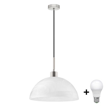 Lampa wisząca LED na lince 1xE27/60W/230V biała/czarna