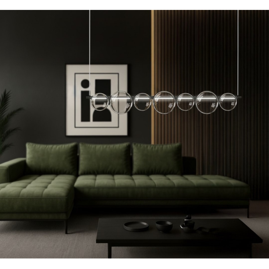 Lampa wisząca LED na lince ATOLA LED/19W/230V černá/przezroczysta