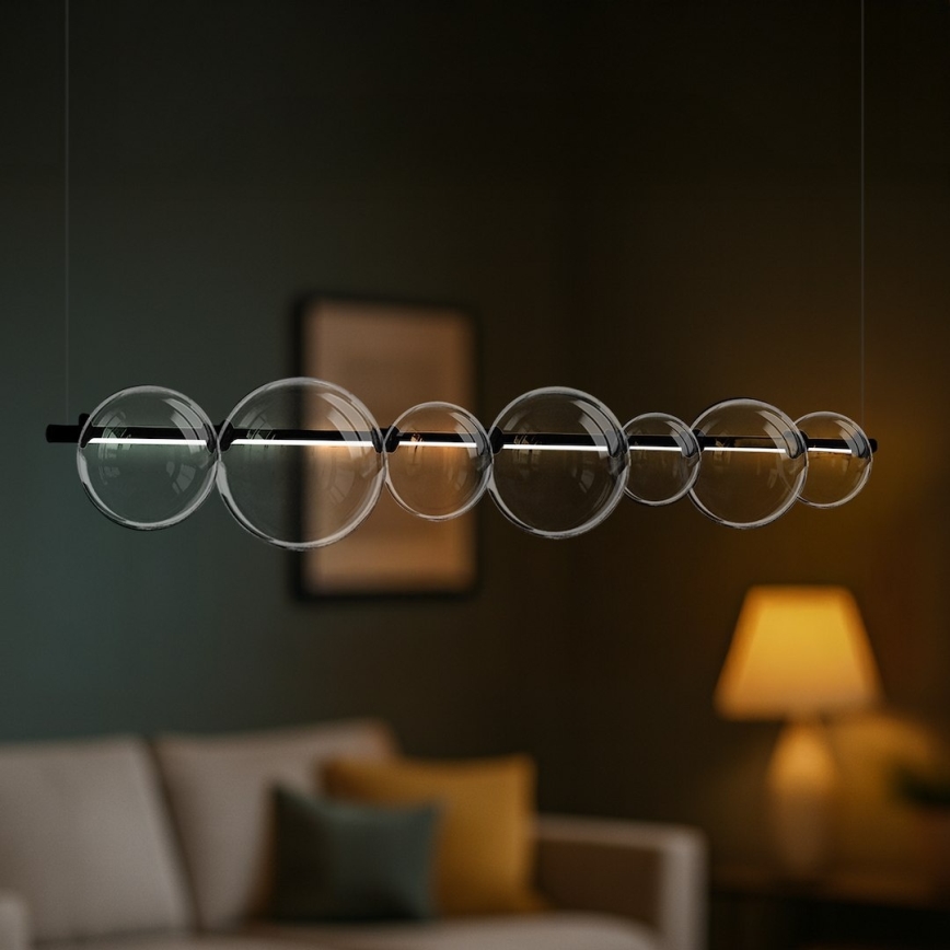 Lampa wisząca LED na lince ATOLA LED/19W/230V černá/przezroczysta
