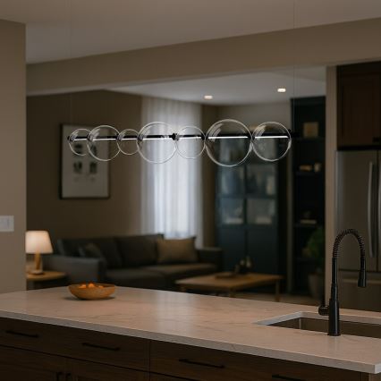 Lampa wisząca LED na lince ATOLA LED/19W/230V černá/przezroczysta