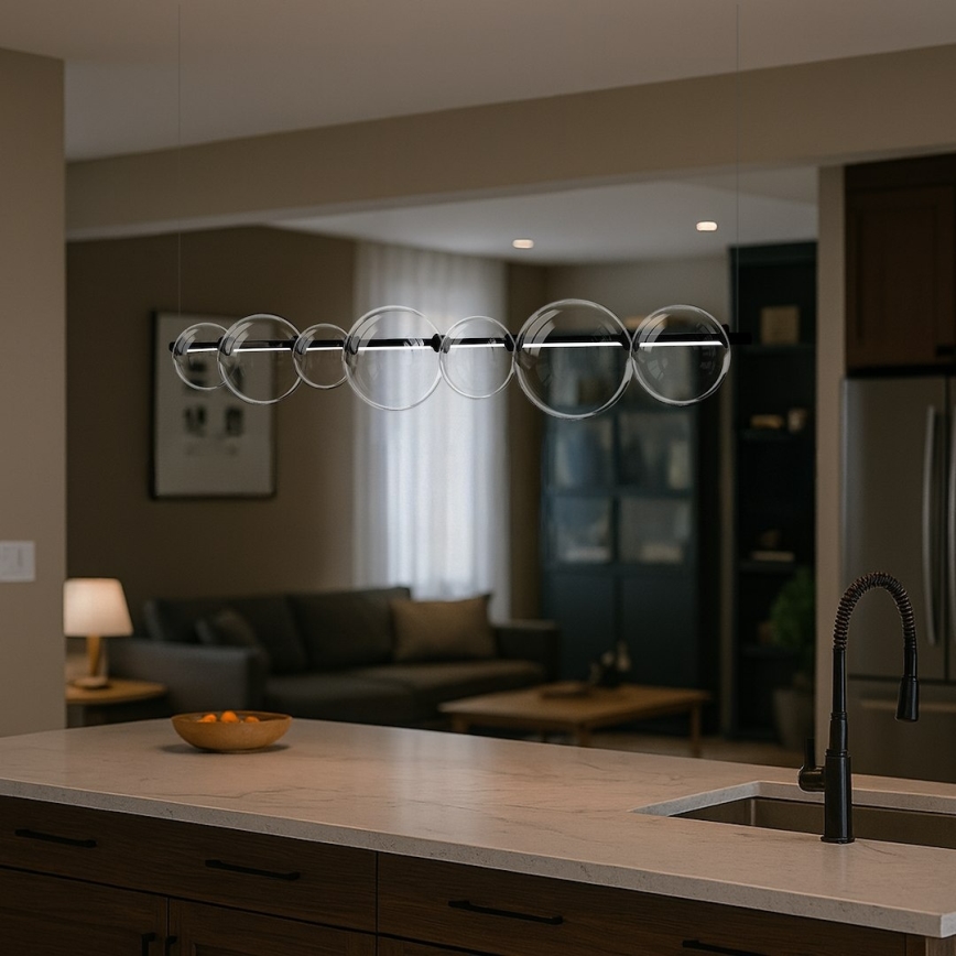 Lampa wisząca LED na lince ATOLA LED/19W/230V černá/przezroczysta