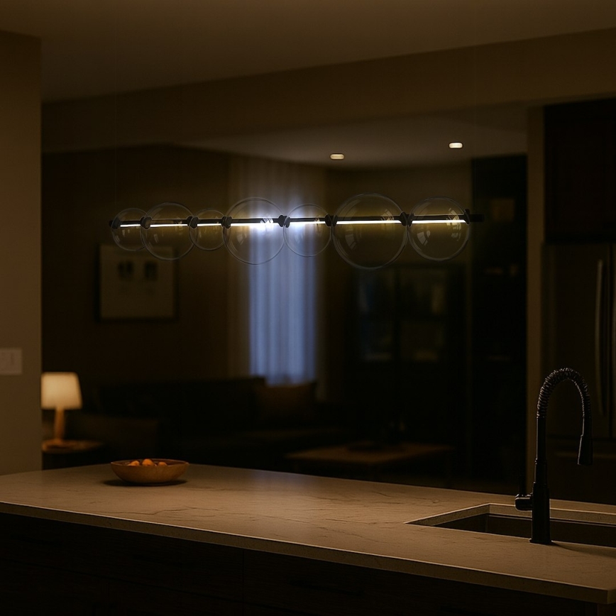 Lampa wisząca LED na lince ATOLA LED/19W/230V černá/przezroczysta