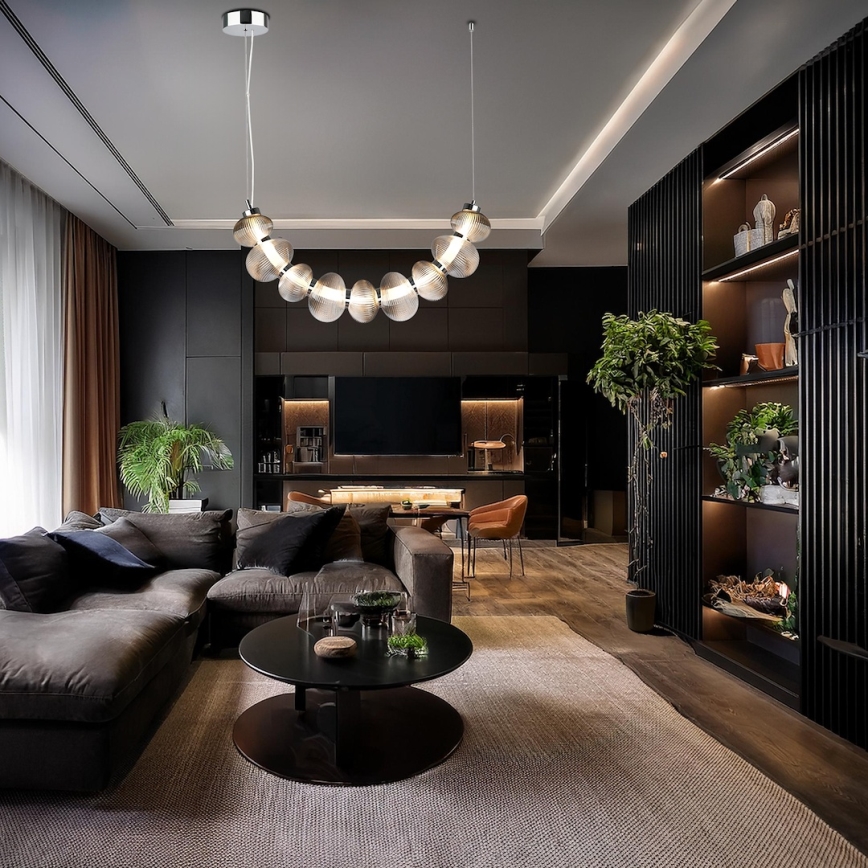 Lampa wisząca LED na lince BOLLA LED/36W/230V błyszczący chrom/przydymiony szary