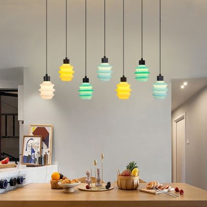 Lampa wisząca LED na lince CACTUS 7xLED/2,8W/230V 3000K zielona/żółta/biała