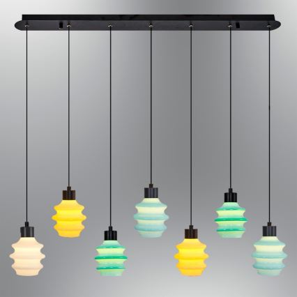 Lampa wisząca LED na lince CACTUS 7xLED/2,8W/230V 3000K zielona/żółta/biała