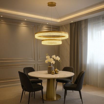 Lampa wisząca LED na lince GALA LED/54W/230V śr. 60 cm złota