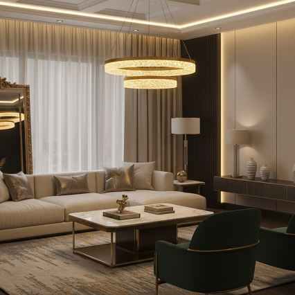 Lampa wisząca LED na lince GALA LED/54W/230V śr. 60 cm złota