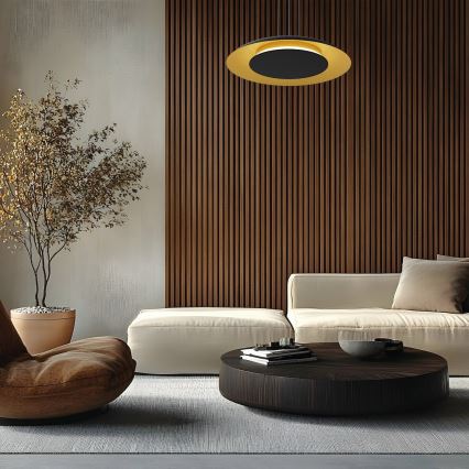 Lampa wisząca LED na lince PIATTINO LED/30W/230V 2700/3200/4000K Ø 40 cm czarny/złoty