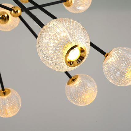 Lampa wisząca LED na pręcie GELA 16xLED/5W/230V 3000K czarny/złoty