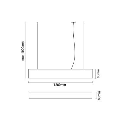 Lampa wisząca LED na przewodzie LED/55W/230V 3000/4000/6500K 120 cm czarna