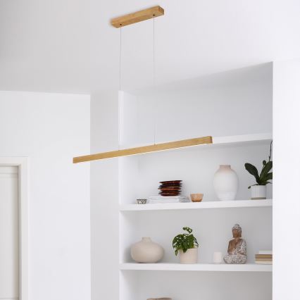 Lampa wisząca LED VERDE na linkach, 18 W, 230 V, 3000 K, 106 cm, dąb
