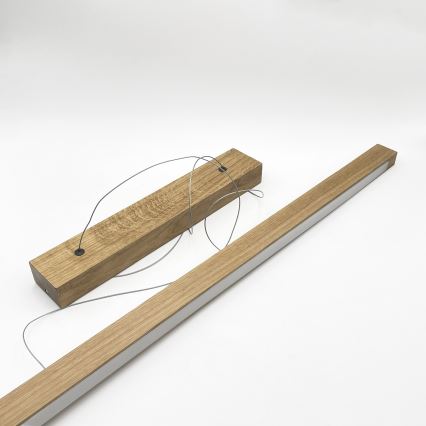 Lampa wisząca LED VERDE na linkach, 18 W, 230 V, 3000 K, 106 cm, dąb