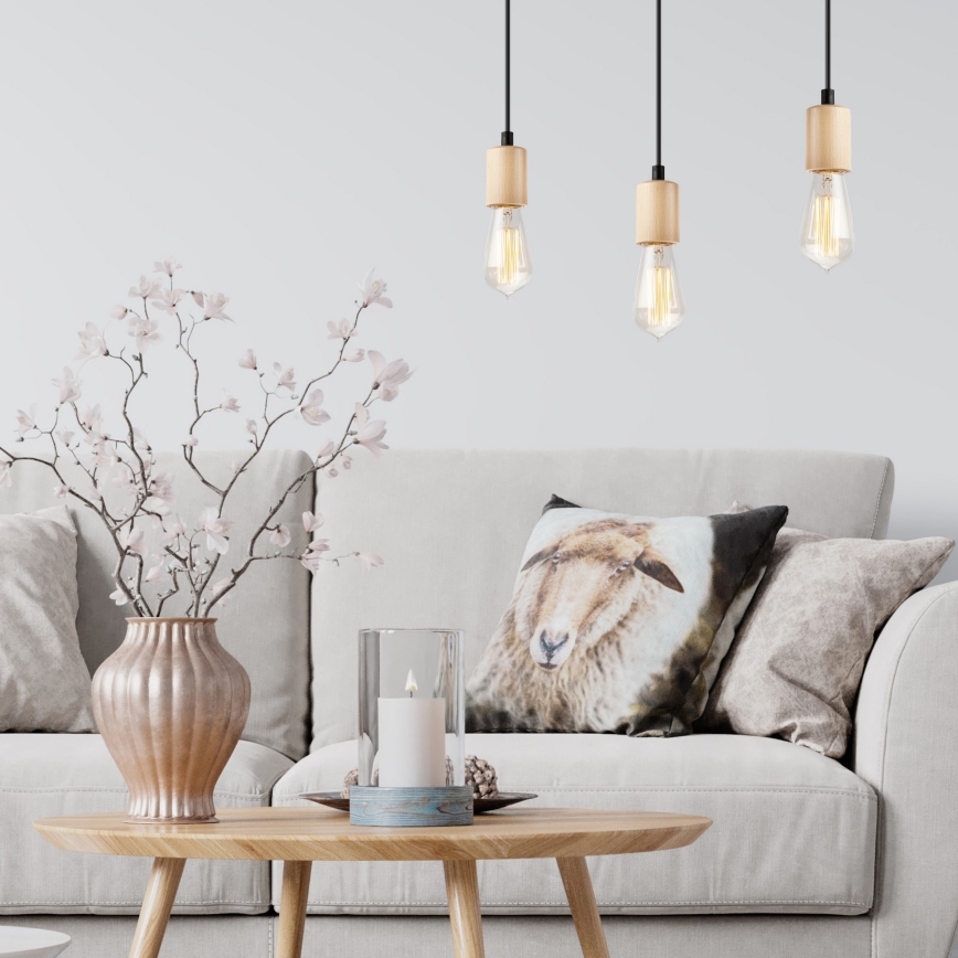 Lampa wisząca na linkach LEON 3xE27/60W/230V buk