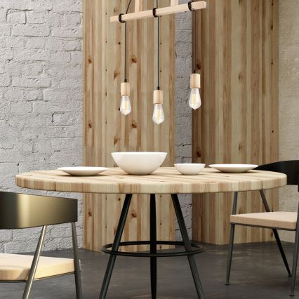 Lampa wisząca na linkach LEON 3xE27/60W/230V buk