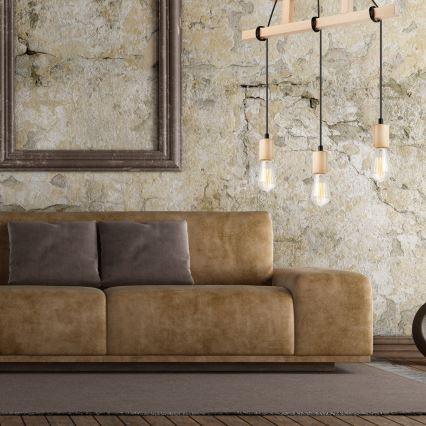 Lampa wisząca na linkach LEON 3xE27/60W/230V buk