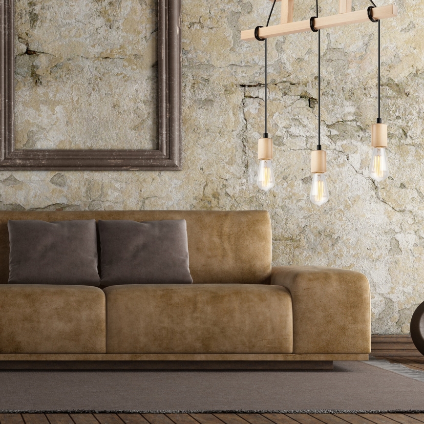 Lampa wisząca na linkach LEON 3xE27/60W/230V buk