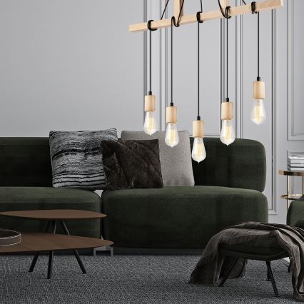 Lampa wisząca na linkach LEON 5xE27/60W/230V buk