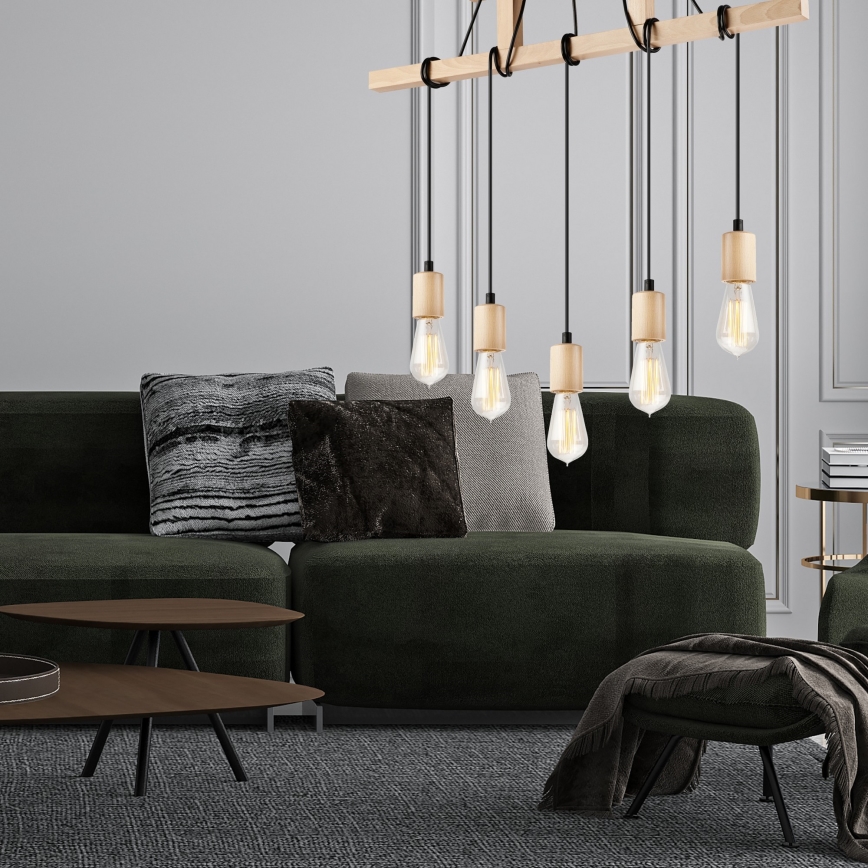 Lampa wisząca na linkach LEON 5xE27/60W/230V buk