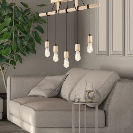 Lampa wisząca na linkach LEON 5xE27/60W/230V buk