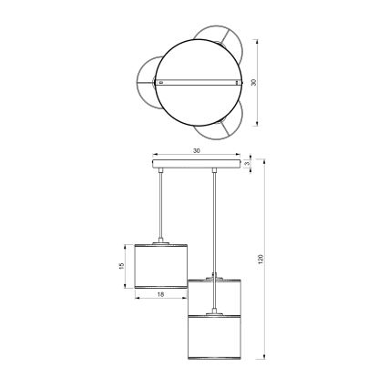 Lampa wisząca na linkach LOFT SHADE 3xE27/60W/230V czarny/złoty