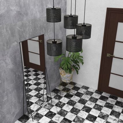 Lampa wisząca na linkach LOFT SHADE 5xE27/60W/230V czarna