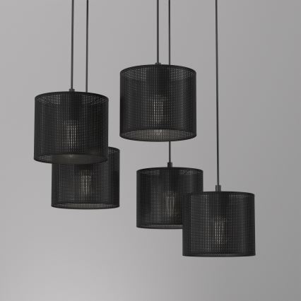 Lampa wisząca na linkach LOFT SHADE 5xE27/60W/230V czarna