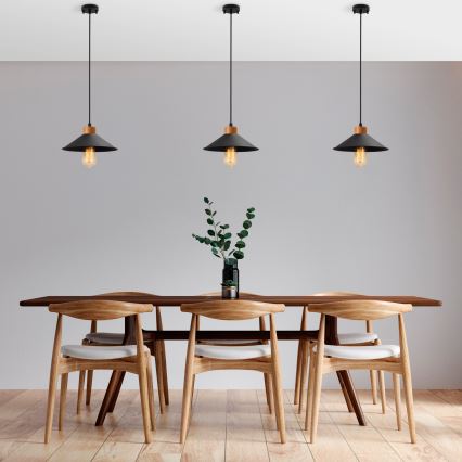 Lampa wisząca MANAVGAT 1xE27/40W/230V czarna/brązowa