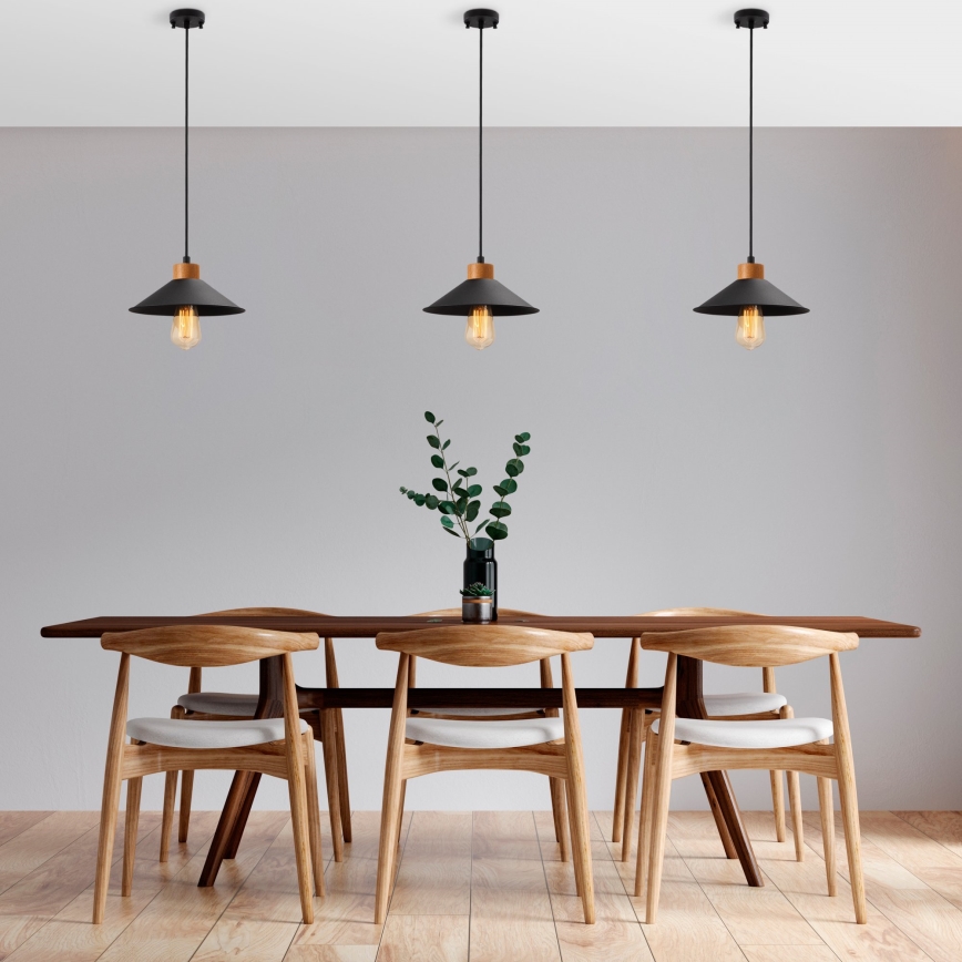 Lampa wisząca MANAVGAT 1xE27/40W/230V czarna/brązowa