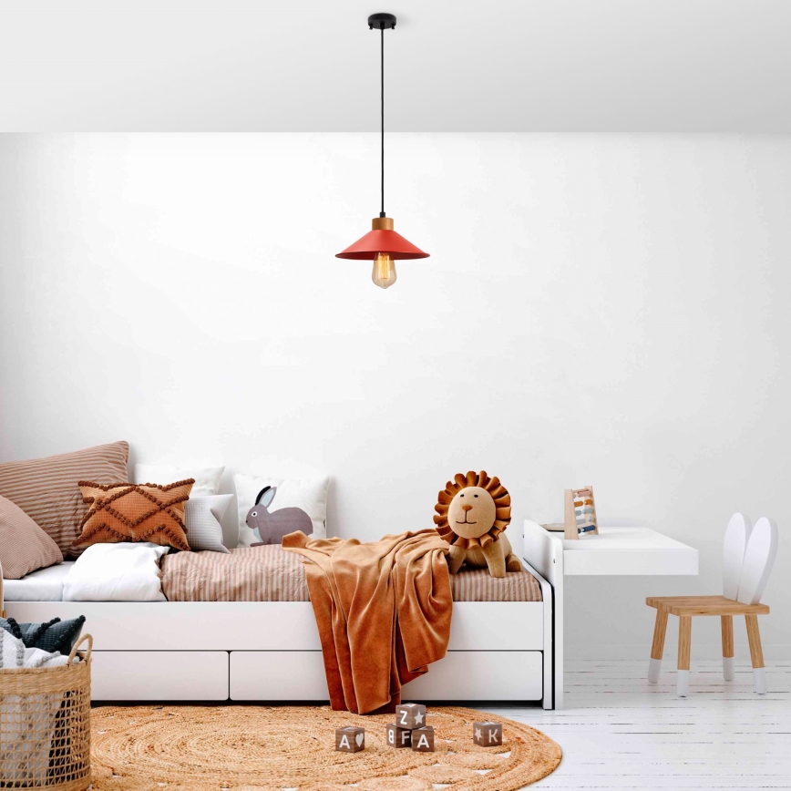 Lampa wisząca MANAVGAT 1xE27/40W/230V czerwona/brązowa